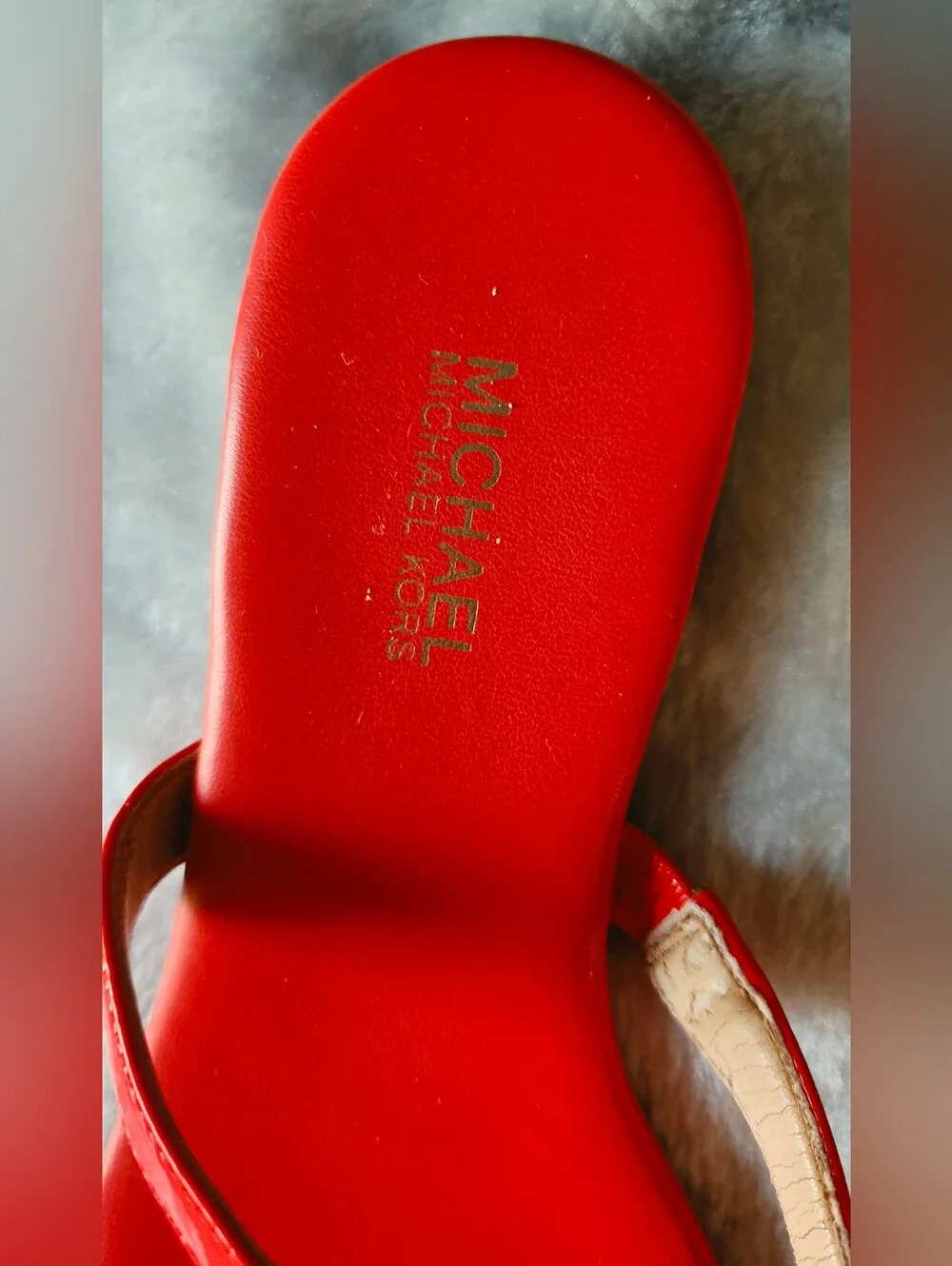 MICHAEL Michael Kors Red Patent Circle-Detail Sandals